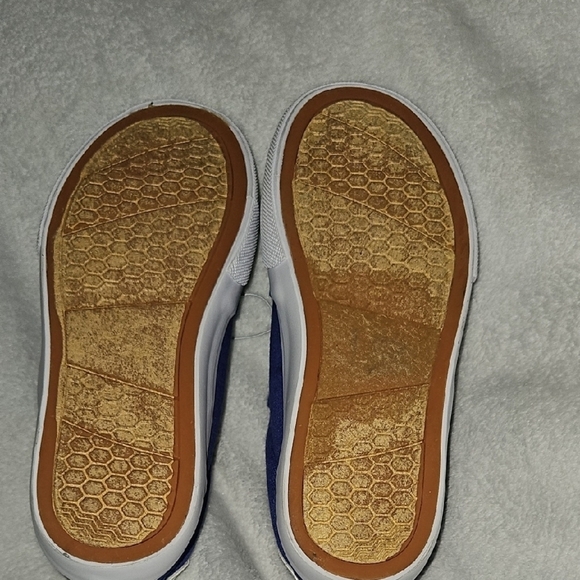 US Sports Kid Violet Blue White Slip-on Velcro Strap Stretchy Lace Sneakers Sz1 - Picture 5 of 8